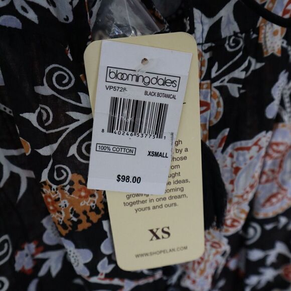 Elan VP5728 Women's Sz XS Black Botanical Print Cotton Maxi Dress - Picture 14 of 14